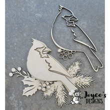 Load image into Gallery viewer, Cardinal on a Branch Winter Door Hanger