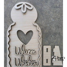 Load image into Gallery viewer, Warm Wishes Gingerbread Shelf Sitter with Cutout Heart | 5.5x10.25Unfinished Wooden Christmas Decor | DIY Paint Kit