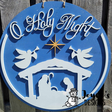 Load image into Gallery viewer, Oh Holy Night Door Hanger, Christmas Wood Doorhanger Kit, DIY Door Decor, Front Porch Christmas Decor