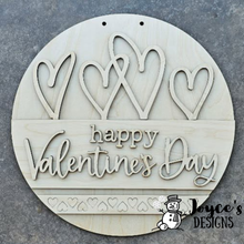 Load image into Gallery viewer, Happy Valentine’s Day Door Hanger Wood Blank | Valentine DIY Door Decor | Paint Your Own Valentine Sign