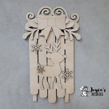 Load image into Gallery viewer, Sled with Reindeer doorhanger