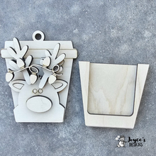 Load image into Gallery viewer, Reindeer Latte Gift Card Holder & Ornament – DIY Christmas Wood Blank