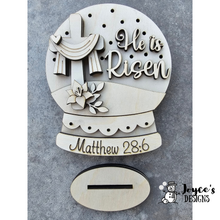 Load image into Gallery viewer, “He Is Risen” Snowglobe Door Hanger for Fairy Lights – 6.75x8 Easter Christian Decor