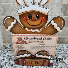 Load image into Gallery viewer, Gingerbread Shelf Sitter Wood Blank – DIY Recipe Card Holder – Cute Kitchen Décor Gift