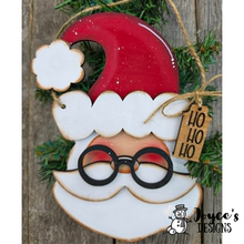 Load image into Gallery viewer, Wonky Santa with Glasses Wood Ornament 5" x 7.75" | DIY Christmas Ornament | Unfinished Wood Blank | Paint Your Own Holiday Craft