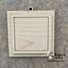 Load image into Gallery viewer, Square Mini Ornament Frame – 3.5" x 3.75" DIY Wood Blank