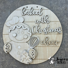 Load image into Gallery viewer, Gingerbread “Baked with Christmas Cheer” Door Hanger Wood Blank