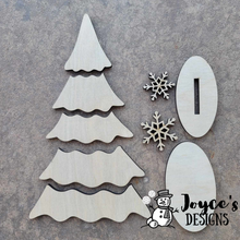 Load image into Gallery viewer, Shelf Sitter Tree, Snowman Tiered Tray, Winter Shelf Sitter, Frosty Friends,  Snowman shelf sitter, Wood Shelf Sitter Kit, DIY Shelf Sitter