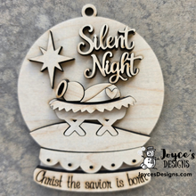 Load image into Gallery viewer, Silent Night Nativity Wood Blank Christmas Ornament – With or Without Fairy Light Holes