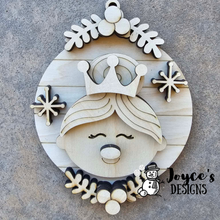 Load image into Gallery viewer, Nutcracker Ballerina Ornament Wood Blank | 4.25" x 5.5" Unfinished Princess Dancer with Crown | DIY Christmas Craft
