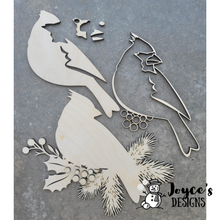 Load image into Gallery viewer, Cardinal on a Branch Winter Door Hanger