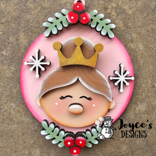 Load image into Gallery viewer, Nutcracker Ballerina Ornament Wood Blank | 4.25" x 5.5" Unfinished Princess Dancer with Crown | DIY Christmas Craft
