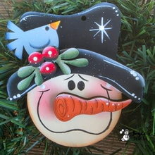 Load image into Gallery viewer, Snowman Face Ornament | Unfinished Wooden Christmas Ornament Blank | DIY Winter Paint Kit