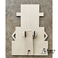 Load image into Gallery viewer, Frosty Block Snowman Shelf Sitter Wood Blank – 7″ × 9.5″ Rustic Winter Craft Sign