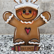 Load image into Gallery viewer, Gingerbread Shelf Sitter Wood Blank – DIY Recipe Card Holder – Cute Kitchen Décor Gift
