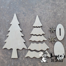 Load image into Gallery viewer, Shelf Sitter Tree, Snowman Tiered Tray, Winter Shelf Sitter, Frosty Friends,  Snowman shelf sitter, Wood Shelf Sitter Kit, DIY Shelf Sitter