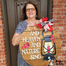 Load image into Gallery viewer, Cardinal "Heaven and Nature Sing' l  Winter Door Hanger