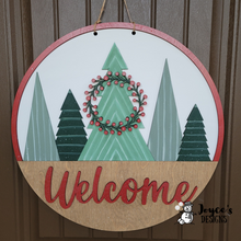 Load image into Gallery viewer, Welcome Pine tree Wreath Doorhanger