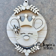 Load image into Gallery viewer, Mouse King Ornament Wood Blank | Nutcracker DIY Christmas Craft | 4.25" x 5.5" Unfinished Wood Cutout for Painting