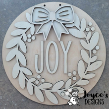 Load image into Gallery viewer, Joy with a Wreath Doorhanger