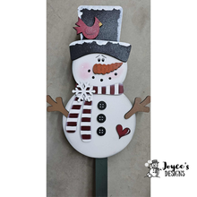 Load image into Gallery viewer, 18" Snowman Yard Stake Attachment – Christmas Pole Decoration for Lawn or Planter | Winter Outdoor Décor
