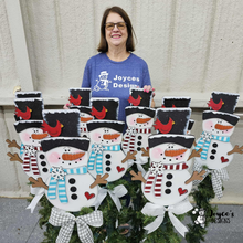 Load image into Gallery viewer, 18" Snowman Yard Stake Attachment – Christmas Pole Decoration for Lawn or Planter | Winter Outdoor Décor