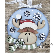 Load image into Gallery viewer, Santa moose round ornament