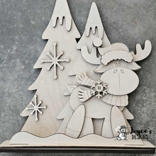Load image into Gallery viewer, Moose with Trees shelf sitter