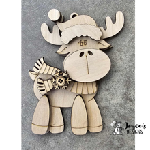 Load image into Gallery viewer, Santa hat moose ornament