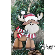 Load image into Gallery viewer, Santa hat moose ornament