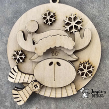 Load image into Gallery viewer, Santa moose round ornament