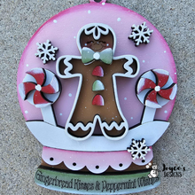 Load image into Gallery viewer, Gingerbread Kisses and Peppermint Wishes Gingerbread light up Snow Globe