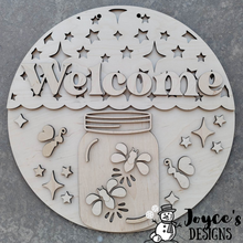 Load image into Gallery viewer, Lightning Bug Welcome Door Hanger, Summer, Sunflower-Door Hanger, Porch Sitter, All Season, Front Porch, Farm House, Rustic, DIY Sign
