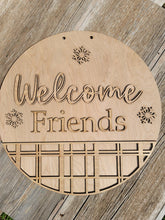 Load image into Gallery viewer, Winter Welcome Friends Sign, Snowflakes, Wood Doorhanger Kit, DIY Door Decor, Front Porch Christmas Decor
