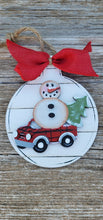 Load image into Gallery viewer, Snowmen, Snowman in Vintage Red Truck, Ornament Kit, DIY ornament