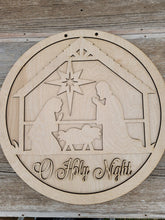 Load image into Gallery viewer, Oh Holy Night, Nativity Door Hanger, Christmas Wood Doorhanger Kit, DIY Door Decor, Front Porch Christmas Decor