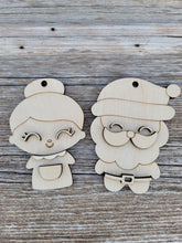 Load image into Gallery viewer, Santa and Mrs. Clause Ornaments, Kids Christmas Ornament, Christmas Wooden Ornament Kit, DIY Christmas Decor, Kids Christmas Crafts