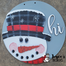 Load image into Gallery viewer, Hi Snowman Door Hanger, Christmas Wood Doorhanger Kit, DIY Door Decor, Front Porch Christmas Decor