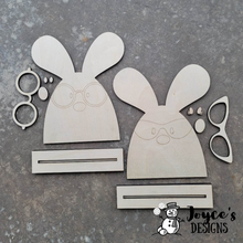Load image into Gallery viewer, Nerdy Bunny Shelf Sitter, DIY Easter, Bunny Easter, Easter Bunny, Hipity Hopity, Carrot, DIY painting kits, Kids Easter Crafts