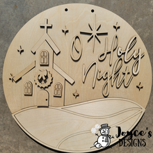 Load image into Gallery viewer, Oh Holy Night Country Church Door Hanger, Christmas Wood Doorhanger Kit, DIY Door Decor, Front Porch Christmas Decor