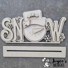 Load image into Gallery viewer, Snow - Snowman Shelf Sitter, Snowman Tiered Tray, Winter Shelf Sitter, Frosty Friends,  Snowman shelf sitter, Wood Shelf Sitter Kit, DIY Shelf Sitter