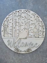 Load image into Gallery viewer, Birch Cardinal Winter Welcome Sign