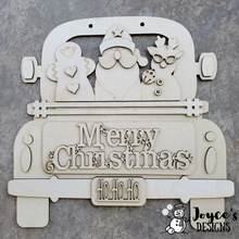 Load image into Gallery viewer, Gingerbread Santa Reindeer in Truck! Door Hanger, Christmas Wood Doorhanger Kit, DIY Door Decor, Front Porch Christmas Decor