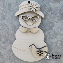 Load image into Gallery viewer, Vintage Snow Lady Ornament, Christmas Ornament, Unfinished Wood Cut Out
