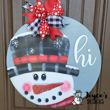 Load image into Gallery viewer, Hi Snowman Door Hanger, Christmas Wood Doorhanger Kit, DIY Door Decor, Front Porch Christmas Decor