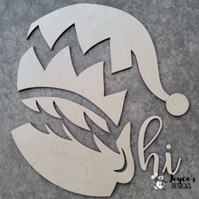 Load image into Gallery viewer, Hi Mr. Elf! Door Hanger, Christmas Wood Doorhanger Kit, DIY Door Decor, Front Porch Christmas Decor