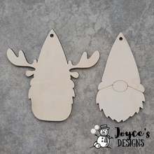 Load image into Gallery viewer, Gnome Reindeer Ornament, Santa, Kids Christmas Ornament, Christmas Wooden Ornament Kit, DIY Christmas Decor, Kids Christmas Crafts
