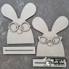 Load image into Gallery viewer, Nerdy Bunny Shelf Sitter, DIY Easter, Bunny Easter, Easter Bunny, Hipity Hopity, Carrot, DIY painting kits, Kids Easter Crafts