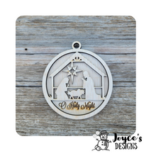 Load image into Gallery viewer, Oh Holy Night, Nativity Ornament, Christmas Wooden Ornament Kit, DIY Christmas Decor, Kids Christmas Crafts