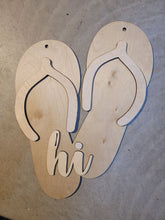 Load image into Gallery viewer, Flip Flop Summer-Door Hanger, Porch Sitter, All Season, Front Porch, Farm House, Rustic, DIY Sign
